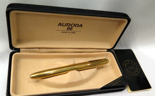 AURORA 88K FOUNTAIN PEN, GOLD FILLED BARREL and CAP